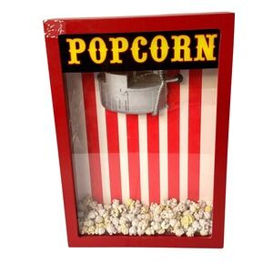 Vintage Style Popcorn Machine 3D Shadow Box Wall Decor Red Movie Theater Art